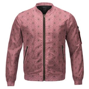 Nezuko Pink Kimono Asanoha Pattern Bomber Jacket