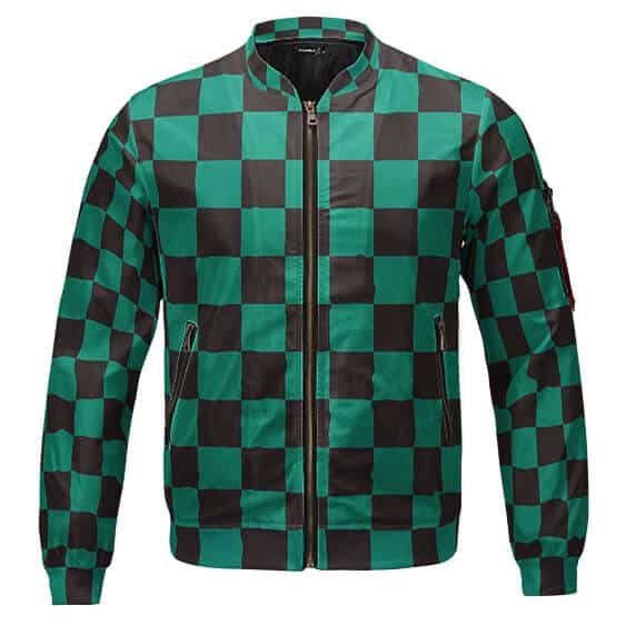 Tanjiro Checkered Black Green Haori Bomber Jacket