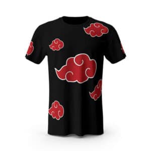 Akatsuki Red Cloud Logo Pattern Black Tees