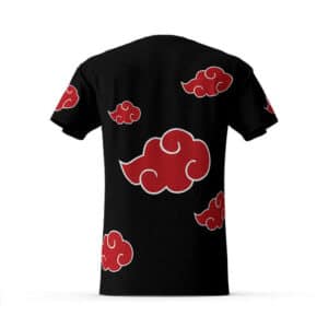 Akatsuki Red Cloud Logo Pattern Black Tees