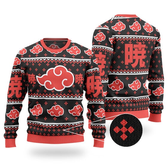 Akatsuki Red Cloud Logo Ugly Christmas Sweatshirt