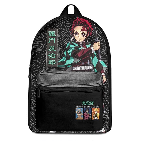 Demon Slayer Tanjiro Kamado Graphic Black Backpack