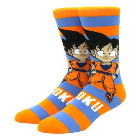 Chibi Goku Art Striped Blue And Orange Socks