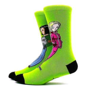 DBZ Android 17 And Android 18 Neon Green Socks