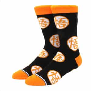 Goku Orange Wisdom Kanji Pattern Black Socks