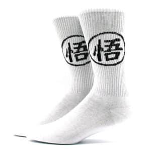 Goku Wisdom Black Kanji Symbol White Socks