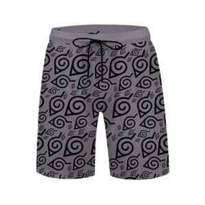 Konoha Hidden Leaf Logo Design Gray Swim Shorts