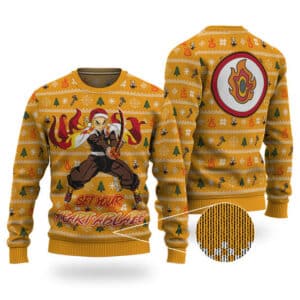 Kyojuro Wearing Santa Hat Ugly Xmas Sweatshirt