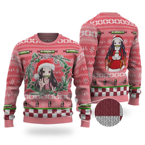 Nezuko Wearing Santa Hat Ugly Christmas Sweatshirt