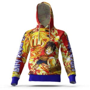 One Piece Luffy Blazing Punch Art Badass Hoodie