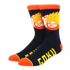 Saiyan Goku Head Logo Design Navy Blue Socks