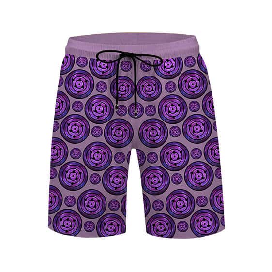 Sasuke's Sharingan Purple Eye Pattern Swim Shorts