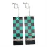 Tanjiro Checkered Black Green Haori Earrings