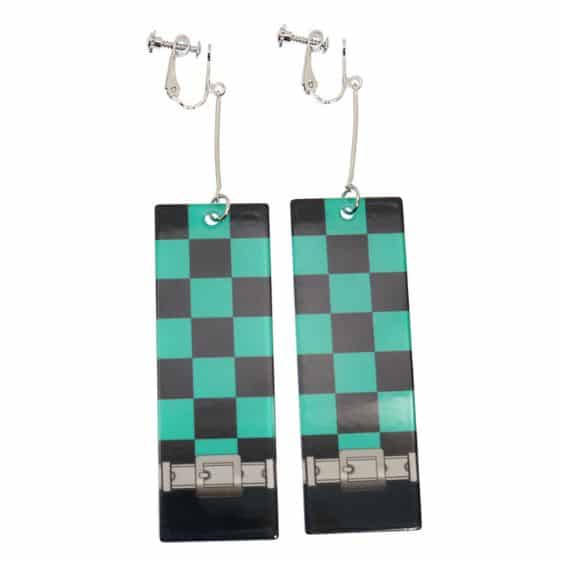 Tanjiro Checkered Black Green Haori Earrings