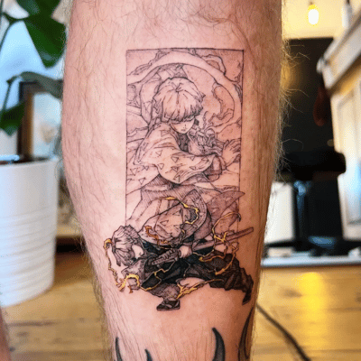 Zenitsu Thunder Breathing Leg Tattoo