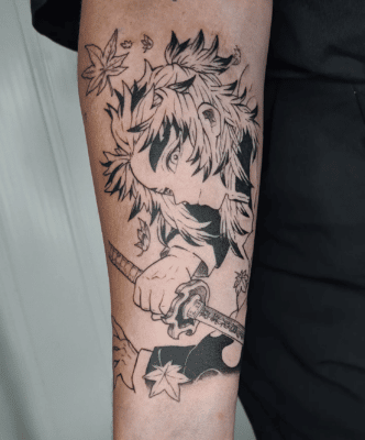 Mugen Train Arc Kyojuro Arm Tattoo