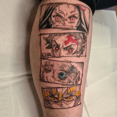 Demon Slayers Characters Leg Tattoo