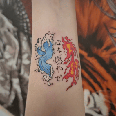 Water And Sun Breathing Arm Tattoo