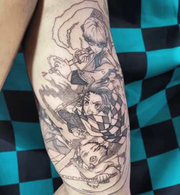 Demon Slayer Trio Arm Tattoo