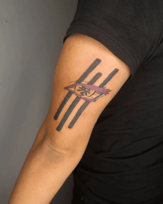 Akaza Demon Eye & Marks Arm Tattoo
