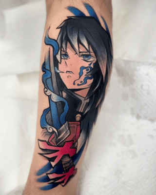 Water Hashira Giyu Arm Tattoo
