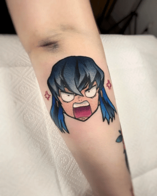 Inosuke Annoyed Face Arm Tattoo