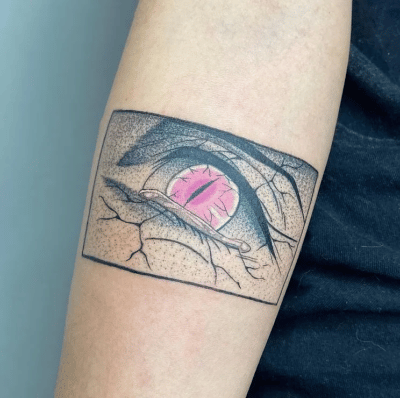 Nezuko Demonic Eye Arm Tattoo