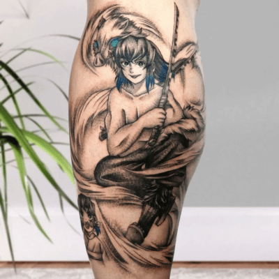 Inosuke Hashibira Leg Tattoo