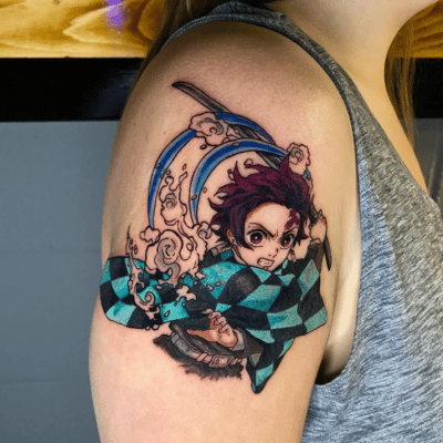 Tanjiro Surface Slash Arm Tattoo