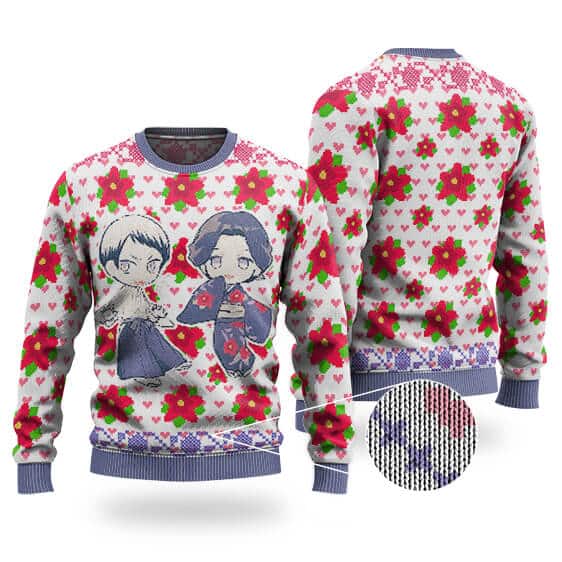 Chibi Tamayo & Yushiro Floral Ugly Xmas Sweater