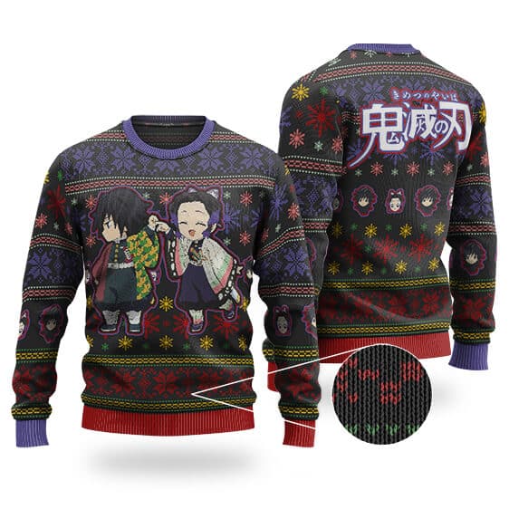 Cute Giyu & Shinobu Artwork Ugly Christmas Sweater