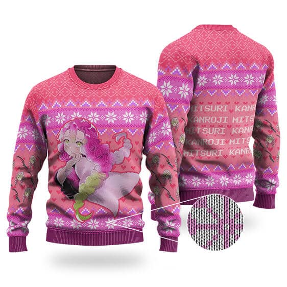 Lovely Mitsuri Kanroji Pink Ugly Christmas Sweater