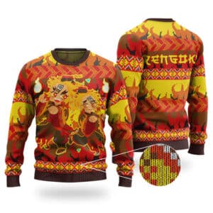 Rengoku Brothers Flame Design Ugly Xmas Sweatshirt