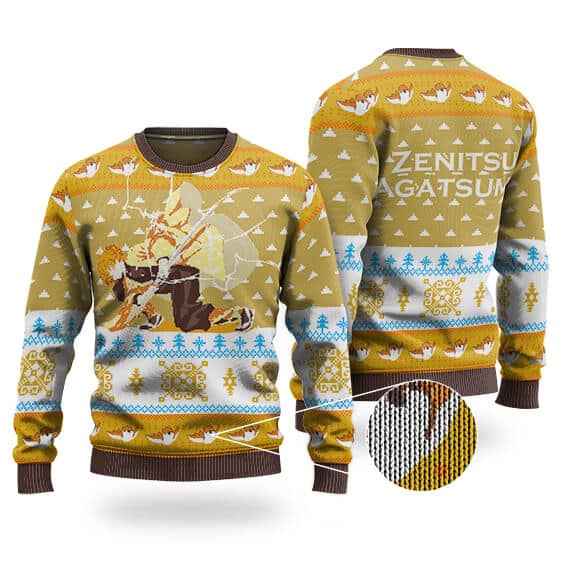Thunder Breathing Zenitsu Ugly Christmas Sweater