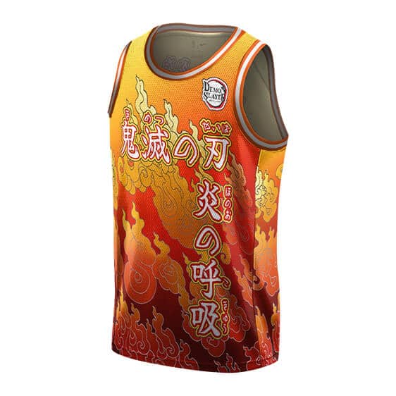 Flame Breathing 4th Form Kanji Basketball Jersey