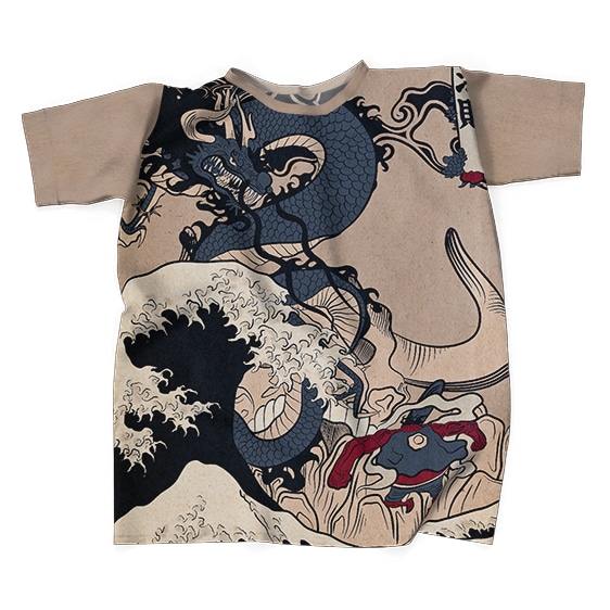 Luffy & Kaidou Battle Japanese Art Style T-shirt
