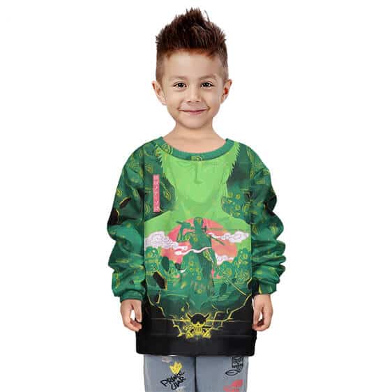 Roronoa Zoro Swordsman Vibrant Art Kids Sweater