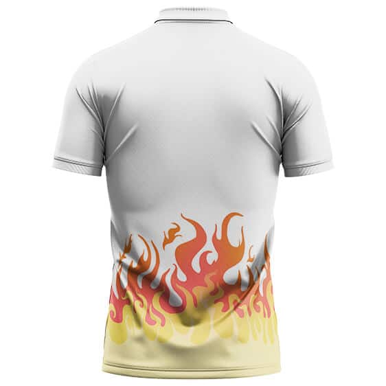 Kyojuro Rengoku Flame Cape Design White Polo Shirt