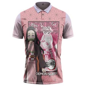 Nezuko Kamado Kimono Graphic Art Pink Polo Shirt