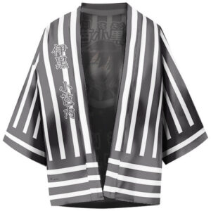 Obanai Iguro Black & White Pinstriped Outfit Haori
