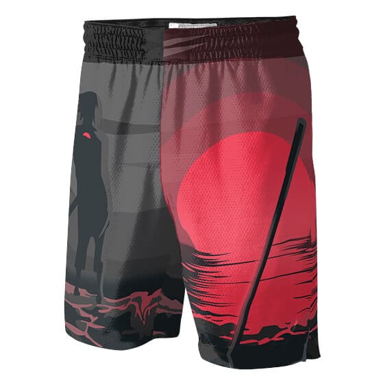 Red Sunset Sasuke Uchiha Dope Basketball Shorts