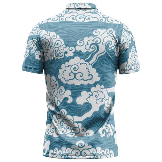Sakonji Urokodaki Cloud Pattern Blue Polo Shirt