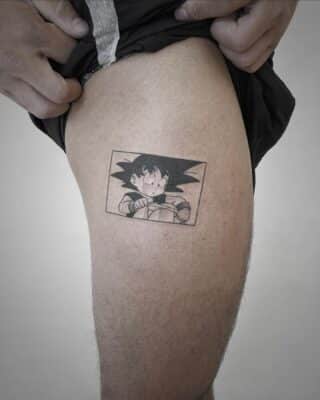 Curious Goku & Underwear Thigh Tattoo