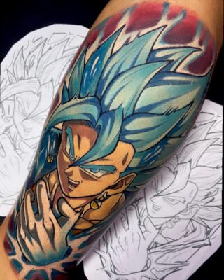 Super Saiyan Blue Battle Aura Dragon Ball Z Tattoo