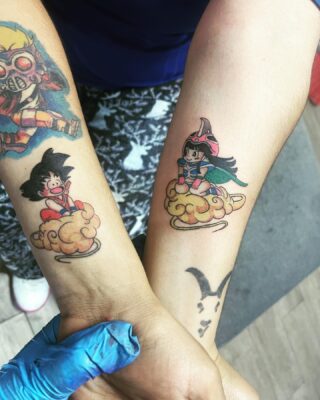Kid Goku _ Kid Chi-Chi Flying Couple Tattoo Dragon Ball Z Tattoo