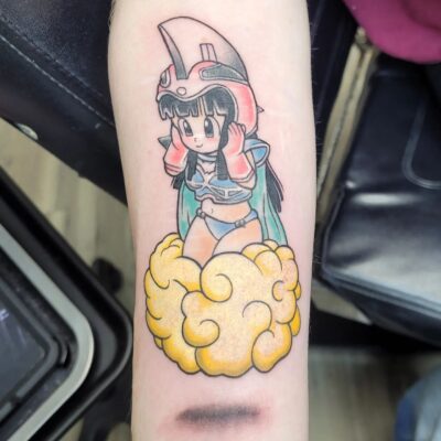 Cute Chi-Chi On Nimbus Cloud Dragon Ball Z Tattoo