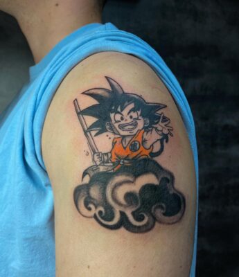 Kid Goku Orange Highlight Dragon Ball Z Tattoo