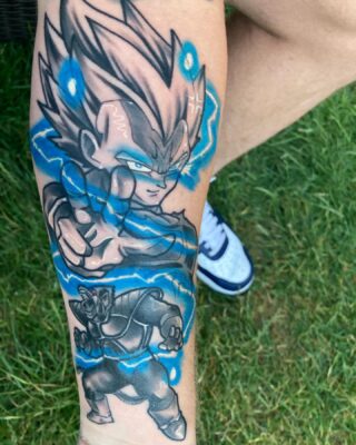 Majin Vegeta Blue Lightning Effect Dragon Ball Z Tattoo