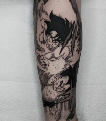 Goku Punching Vegeta Scene Dragon Ball Z Tattoo