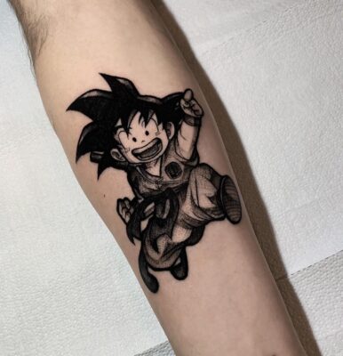 Stencil Art Kid Goku Arm Tattoo